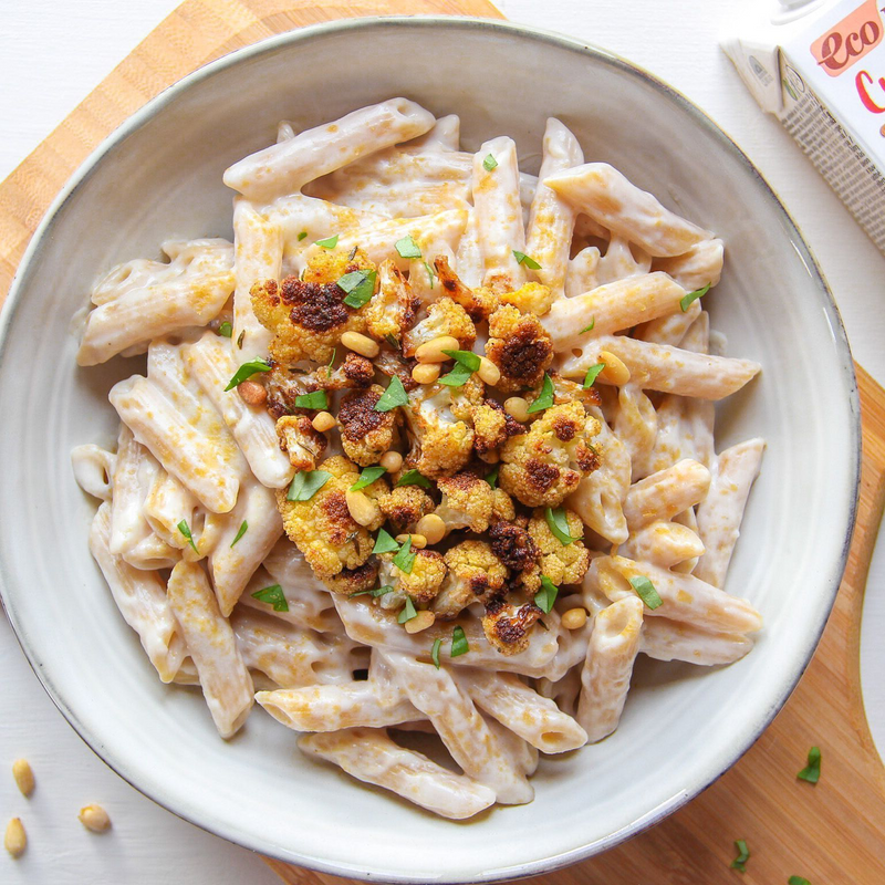 Penne à la crème de citron et noix de cajou