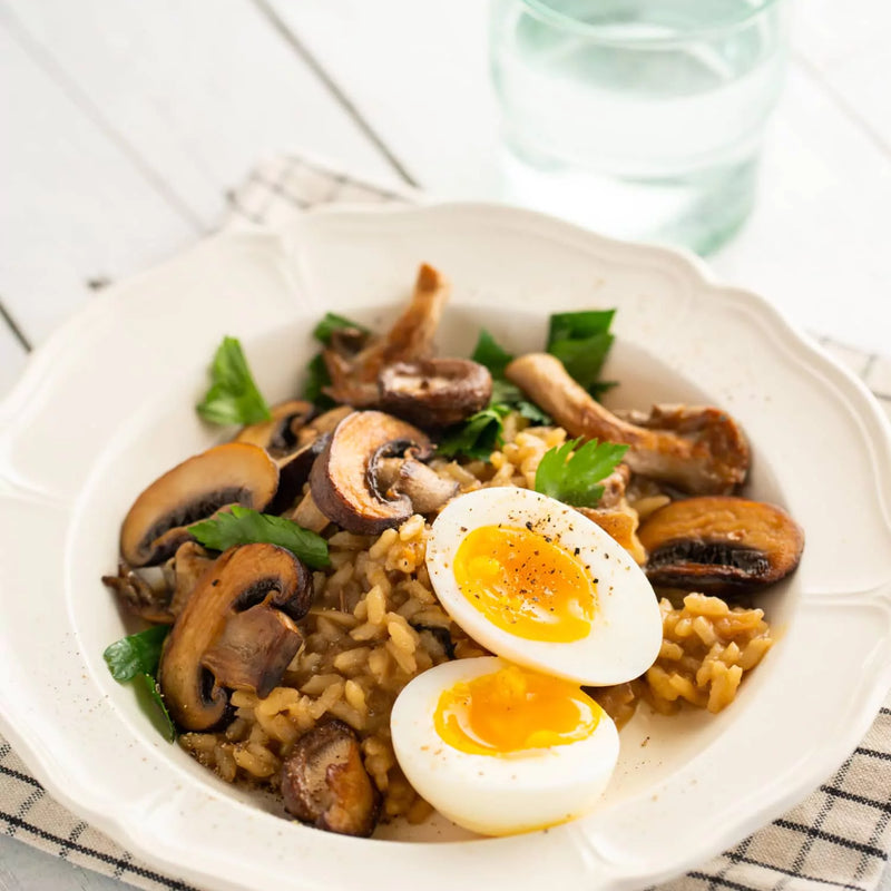 Risotto champignons et œuf mollet