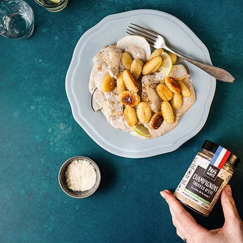 Gnocchi au dos de cabillaud et au radis noir