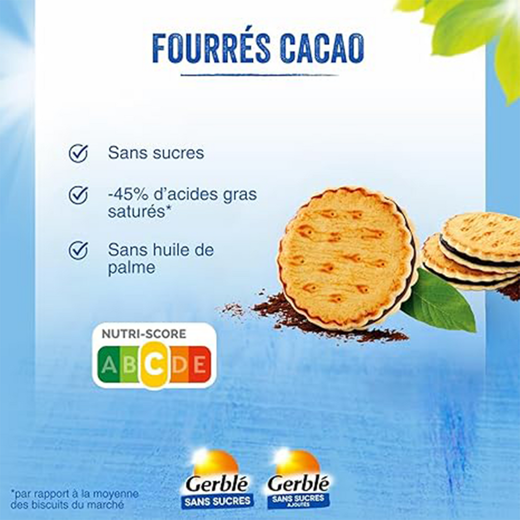 Biscuits fourrés cacao sans sucres gerblé