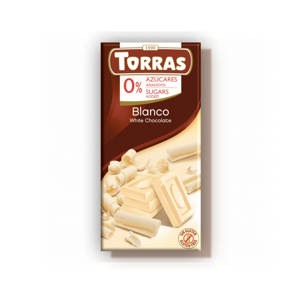 Chocolat blanc à la vanille zéro sucre 100g Torras