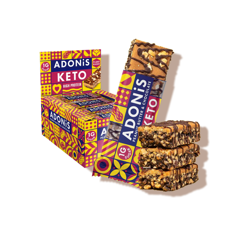 Barres kéto beurre de cacahuètes et chocolat adonis