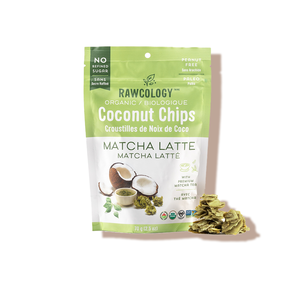 Chips de coco superfoods au matcha