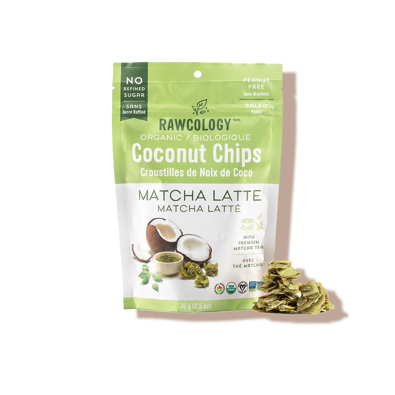 Chips de coco superfoods au matcha