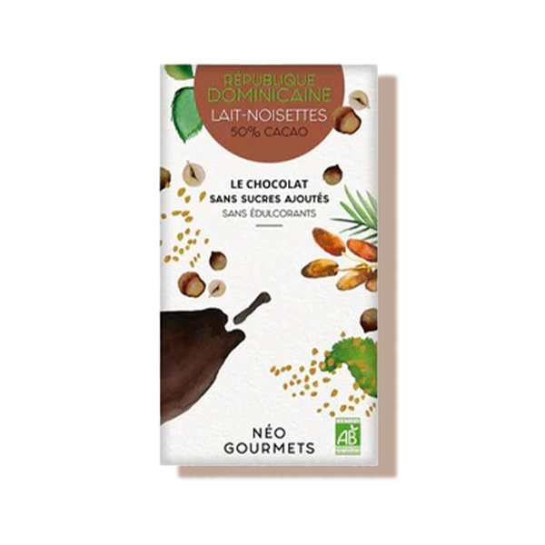 Chocolat au lait 50% et noisettes bio