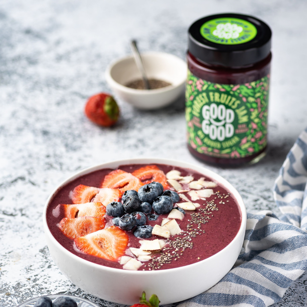 Bowl à la confiture de fruits rouges sans sucre