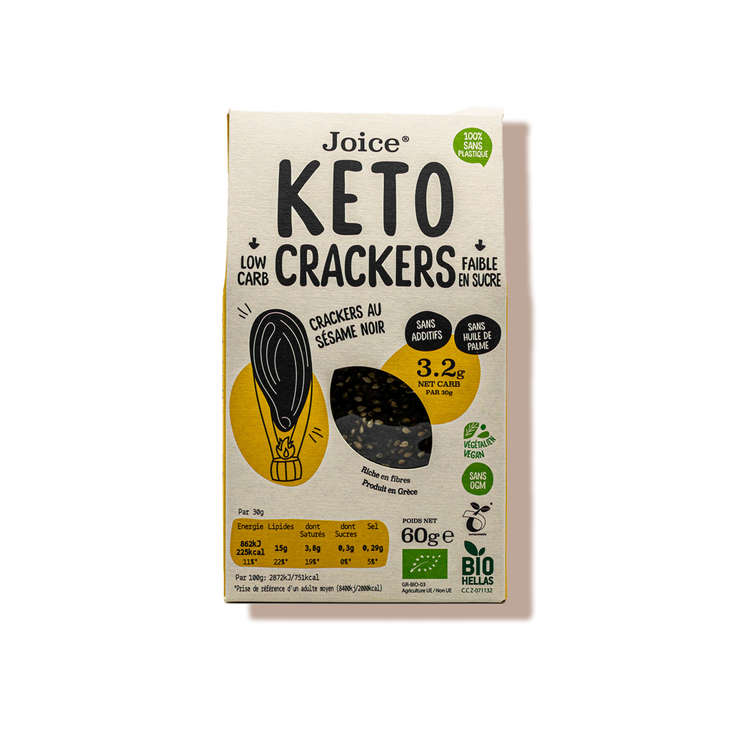 Crackers keto au sésame noir bio