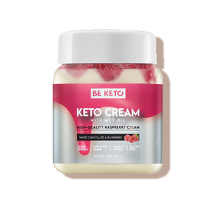 Crème Keto framboise, chocolat blanc et huile MCT