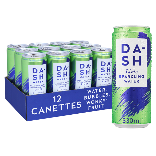 12 cannettes de citron vert Dash Water