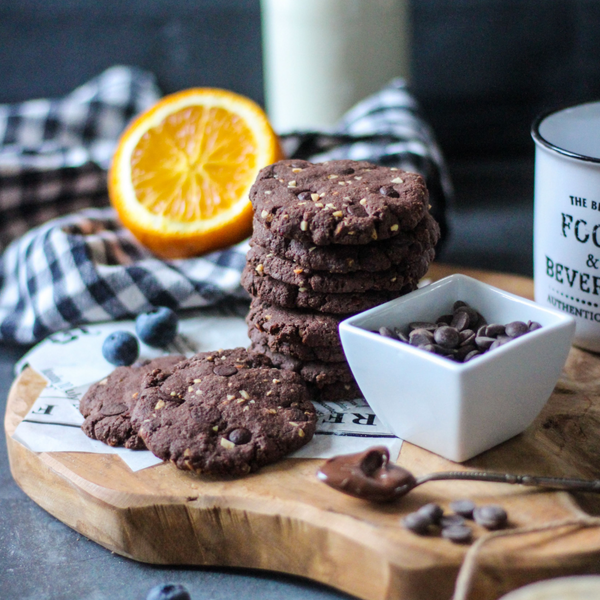 Préparation cookies chocolat noisettes